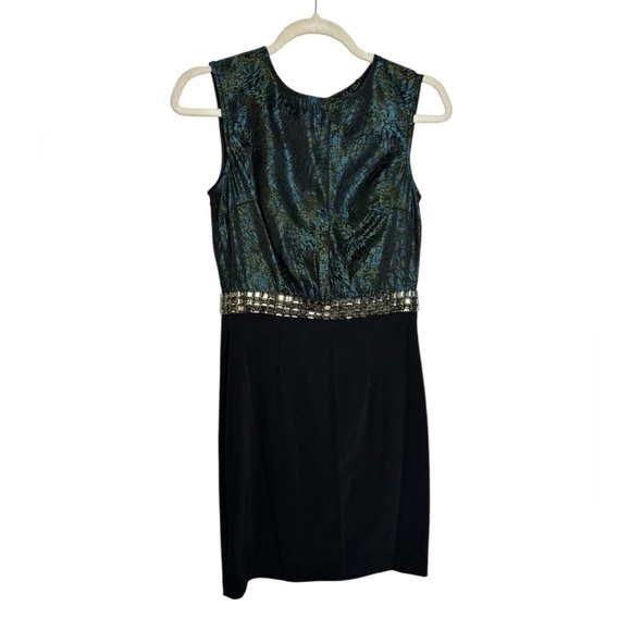 Maria Bianca Nero Dresses & Skirts - Bianca Niro Elegant Black Multi-print Jewel Embellished Sleeveless Dress Size P